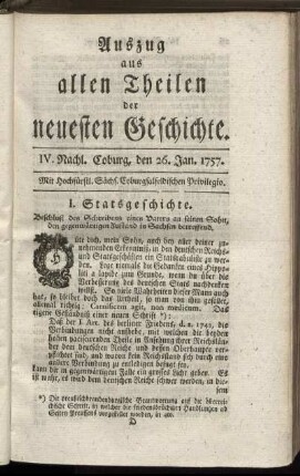 IV. Nachl. Coburg, den 26. Jan. 1757.