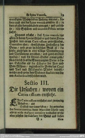 Sectio III. Die Ursachen, wovon ein Caries ossium entstehe