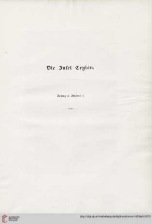 Die Insel Ceylon. Anhang zu Abschnitt 1