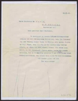 Schreiben an Professor Dr. Sarre, z.Zt. München, Bayrischer Hof (Brief)