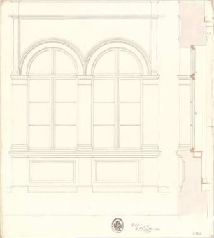Thiersch, August ; Studienarbeiten - Fenster (Ansicht, Schnitt)