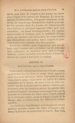 Chapitre VI. De la littérature sous le règne d'Auguste