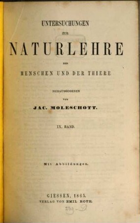 Untersuchungen zur Naturlehre des Menschen und der Thiere. 9. 1865