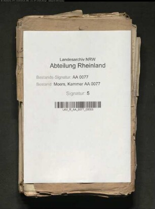 Korrespondenz mit der Kammer-Deputation Moers