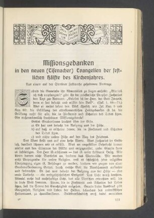 Missionsgedanken in den neuen (Eisenacher) Evangelien der festlichen Hälfte des Kirchenjahres