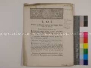 Gesetz betreffend die Erlaubnis für die französische Nationalgarde, einen im Dezember 1790 dekretierten Uniformknopf zu tragen, in der zweisprachigen Fassung für das Elsass