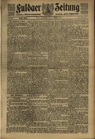 Erste Ausgabe vom Donnerstag, den 11. August 1910.