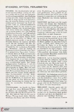 Stickerei, Spitzen, Perlarbeiten