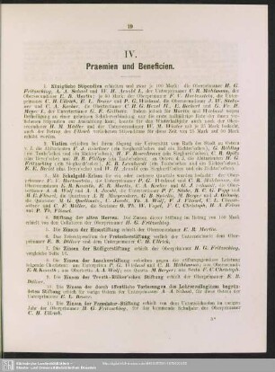 IV. Praemien und Beneficien
