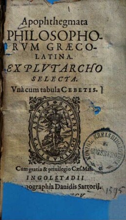 Apophthegmata philosophorum graeco-latina : una cum tabula Cebetis