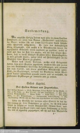 Erstes Kapitel. Des Helden Geburt und Jugendjahre