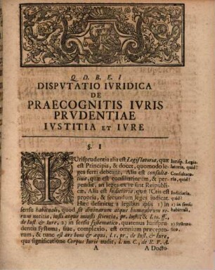 Disp. de praecognitis iurisprudentiae, iustitia et iure
