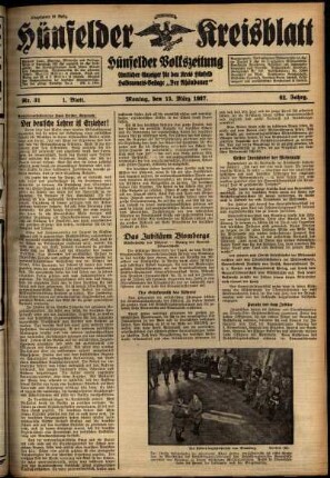 Erste Ausgabe vom Montag, den 15. März 1937.