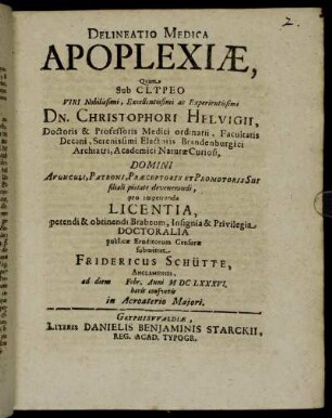 Delineatio Medica Apoplexiae