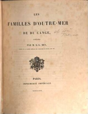 Les familles d'outre-mer de Du Cange