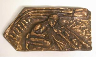 Bronzerelief, "Bergmann unter dem Schild"