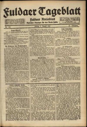 Ausgabe vom Freitag, den 05. August 1921.