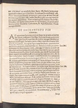 De Sacramento Poenitentiae.