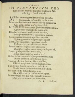Thrēnos In Praematurum Obitum ... Nicolai Iegeri Smalcaldensis.