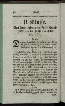 II. Klasse. Von denen zusammengesetzten Krankheiten, so die ganze Maschine angreifen.