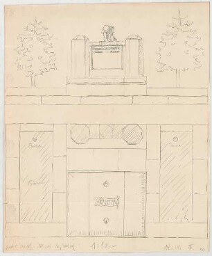 Fischer, Theodor; Stuttgart; Grab v. Scharpff - Lageplan m. Grundriss, Ansicht