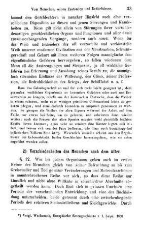 2) Verschiedenheiten des Menschen nach dem Alter.