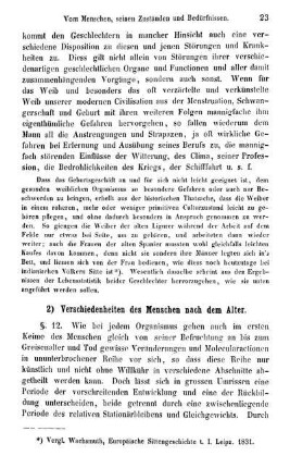 2) Verschiedenheiten des Menschen nach dem Alter.