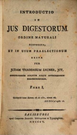 Introductio in ius digestorum, 1. (1805)
