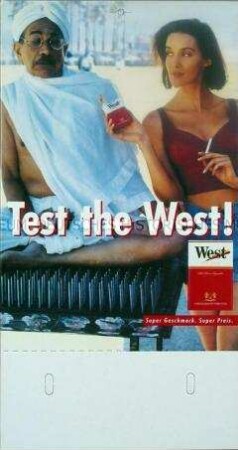 Werbeschild/Werbeaufsteller (doppelseitig) für "West"-Zigaretten
