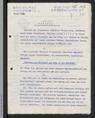 Vertrag zwischen dem ADF und B.G. Teubner in Leipzig