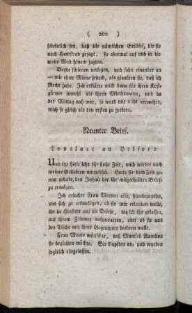 Neunter Brief. Lovelace an Belford. - Eilfter Brief. Lovelace zur Fortsetzung.