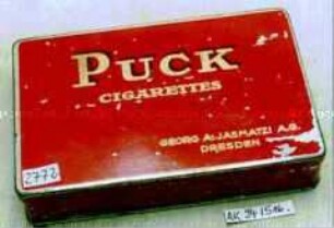 Blechdose für 50 Stück "PUCK CIGARETTES, Jasmatzi"