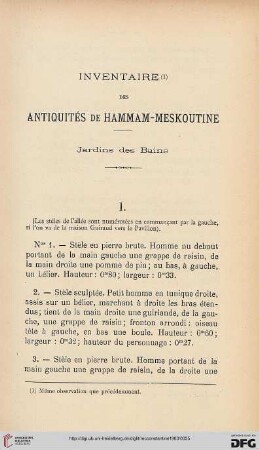 Inventaire des antiquités des Hammam-Meskoutine: Jardins des Bains