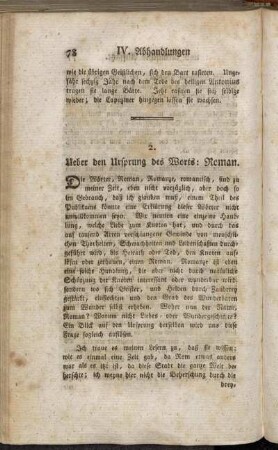 2. Ueber den Ursprung des Worts: Roman.