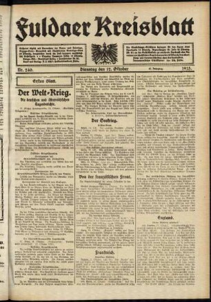 Erste Ausgabe vom Dienstag, den 12. Oktober 1915.