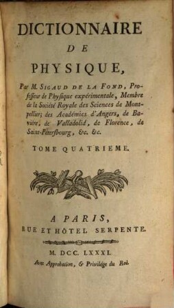 Dictionnaire De Physique, 4