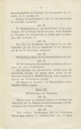 Titel XII. Abänderungen der Satzungen