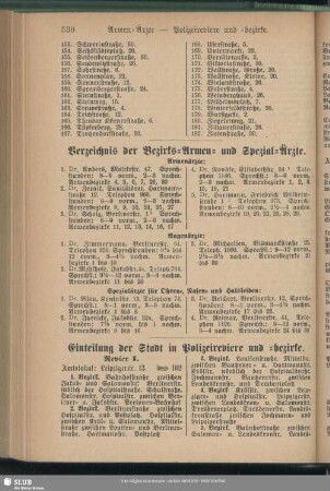 Verzeichnis der Bezirks-Armen- und Spezial-Ärzte