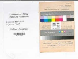Entnazifizierung Alexander Haffner , geb. 19.03.1901 (Angestellter)