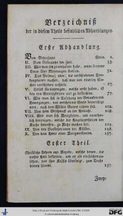 Verzeichniß der in diesem Theile befindlichen Abhandlungen.