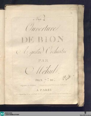Ouverture de Bion a grand orchestre