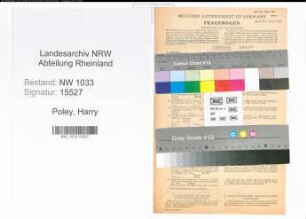Entnazifizierung Harry Poley , geb. 09.07.1916 (Kaufm.-Angestellter)