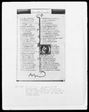 Roman de la Rose & Rosenroman — Initiale P, darin Jehan Clopinel de Meun am Schreibpult, Folio 80recto