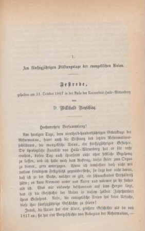 397-410 Festrede am fünfzigjährigen Stiftungstage der evangelischen Union