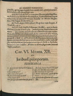 Cap. VI. Membr. XII. De Iuribus Episcoporum.