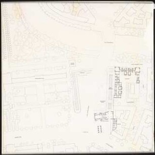 Architektur-Archiv, Karl Friedrich Schinkel gewidmet, Wohnbebauung in Beziehung zu Spree und Schloss Charlottenburg, Berlin Schinkelwettbewerb 1981: Lageplan