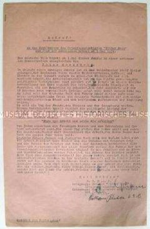 Hektografiertes Rundschreiben der NSDAP-Ortsgruppe Dresden-Wilder Mann zum 1. Mai 1934