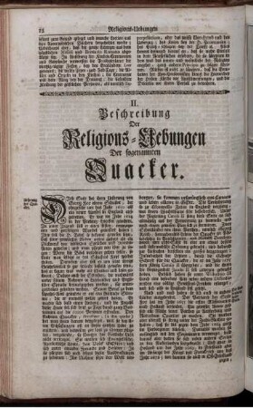 II. Beschreibung Der Religions-Uebungen Der sogenannten Quacker