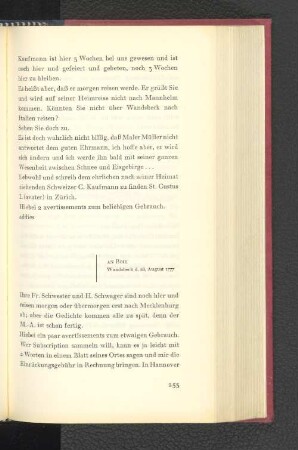 An Boie Wandsbeck, den 28. August 1777