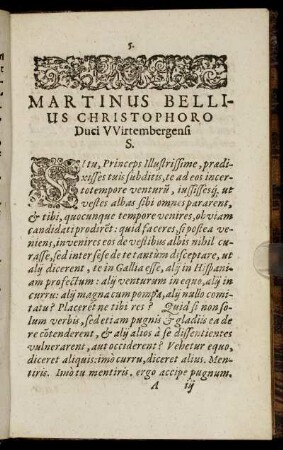 Martinus Bellius Christophoro Duci Wirtembergensi